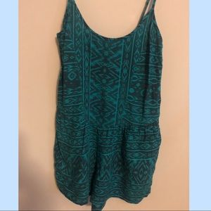 Blue/teal tribal print romper